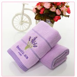 1pc 34 X 74cm Toalla de baño Algodón Bordado Lavanda Aromaterapia Mano suave Toalla de cara Juego de sábanas