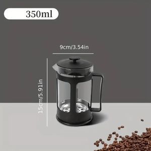 Cafetera de prensa francesa de 350ml, cafetera de vidrio resistente al calor de borosilicato alto, 1 ud.