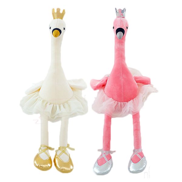 1 PC 35 CM cygne jouets en peluche mignon flamant rose poupée en peluche doux animal poupée ballet cygne avec couronne bébé enfants apaiser jouet cadeau pour fille