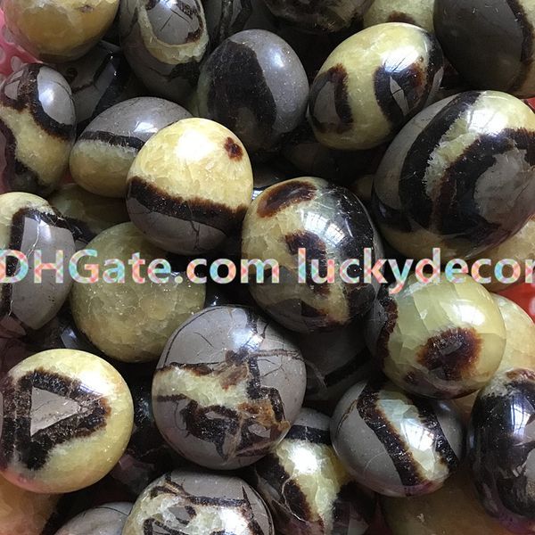 1Pc 35mm-60mm Freeform Naturel Septarian Pocket Palm Stone Lucky Tumbled Saptaria Nodule Cristal Fossile Worry Stone Reiki Dragon Egg Stone