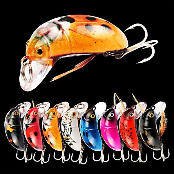 1PC 38mm/4.1g matériel de pêche cigale appât leurre insecte coccinelle manivelle flottant Wobblers pour carpe basse