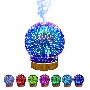 1 PC 3D boule de verre motif humidificateur maison arôme diffuseur d'huile essentielle avec sept couleurs veilleuses Purification de l'air