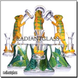 1 unid 3D Hookah lagarto Hallowen estilo bongs de vidrio estilo tropical transparente Dab rig divertido Hookah con tazón accesorios para fumar