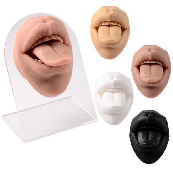 1pc 3d bouche lèvre Piercing Modèle de silicone Bijoux Affiche du support Moule de pratique pour le modèle de formation de perçage de la langue