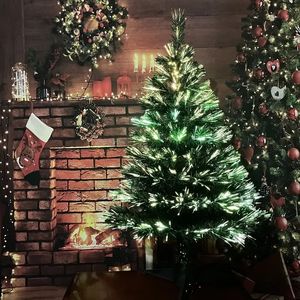 1pc, arbre de Noël artificiel à fibre optique pré-éclairé de 3 pieds avec des branches réalistes, arbre complet de Noël, décor de fête à thème, décor de Noël