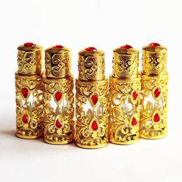 Bouteille de parfum en métal antique de 3ml, bouteille d'huiles essentielles de Style arabe, compte-gouttes en alliage, verre, décoration de mariage, cadeau