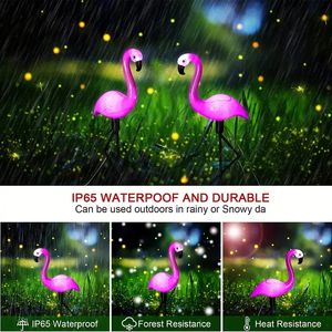 1 pièce/3 pièces de piquets LED en forme de flamant rose, à énergie solaire, étanches, pour jardin, pelouse, Patio, étang, décoration d'arrière-cour, décorations d'halloween, lumières d'extérieur