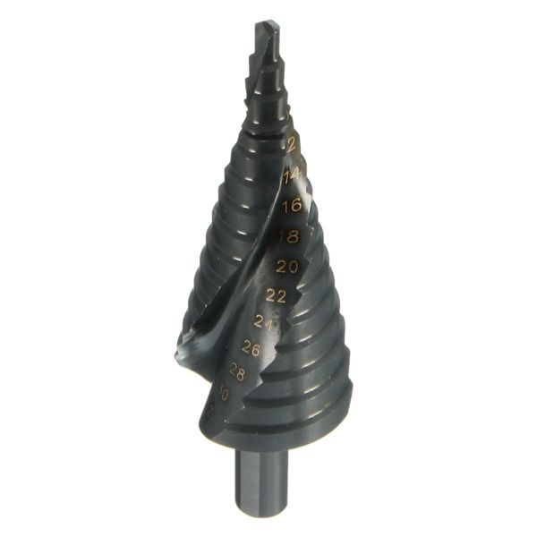 Envío gratuito 1 UNID 4-32 mm Broca escalonada ranurada en espiral Cono industrial Perforación de metal de madera recubierta de nitrógeno 8 pasos Herramienta de corte de calidad superior