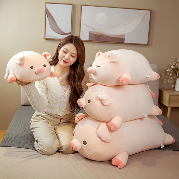 1 pc 40 50 cm mole porco recheado boneca deitado pelúcia piggy brinquedo animal macio plushie travesseiro para crianças bebê reconfortante presente de aniversário 231225