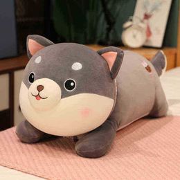1 pk 406585cm liegen Shiba Inu Dog Plush Pillow Gevulde Animal Plush Toy Puppy Doll Bubble Tea Dog Sleep Pillow Kinderen Girls Gift J220729