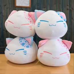 1 PC 40 cm dessin animé Nemuneko couronne japonaise cerise série Squinty chat jouets en peluche Neko Sakura oreiller doux poupées enfants cadeaux d'anniversaire 240111