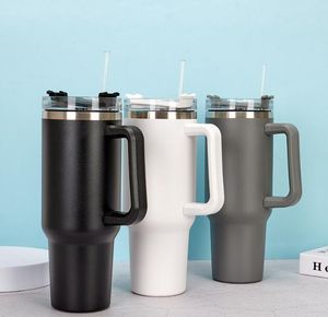 1 pc 40oz mug tumbler handvat geïsoleerde tuimelaars deksels stro roestvrijstalen koffie termoS cup met SS0202