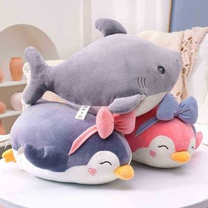 1 pc 42cm Super zachte dieren Handwarmer speelgoed Mooie Penguin Shark Seal Dolls Kawaii Dieren Peluche voor kinderen Verjaardag Xmas Gift J220729
