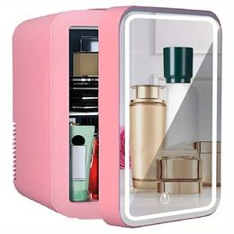 1pc 4L Draagbare Make-up Spiegel Koelkast Huidverzorging Koelkast - Compacte schoonheidspartner met grote capaciteit voor het verfrissen van cosmetica, het koelen van make-up, huidverzorging en voedsel