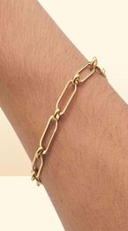 1 pc 4 mm nieuwe 304 roestvrijstalen link kabelketen armbanden voor vrouwen mannen goud zilveren kleur ovaal armband sieraden cadeau 19 cm long9804371