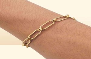 1 pc 4 mm nieuwe 304 roestvrijstalen link kabelketting armbanden voor vrouwen mannen goud zilveren kleur ovaal armband sieraden cadeau 19 cm long7511269