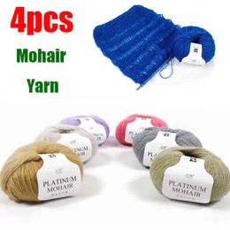 1 unid 4 unids acrílico mohair hilado para tejer lana crochet hilo de lana para tejer a mano hilos de línea de ganchillo para tejer 166m Y211129