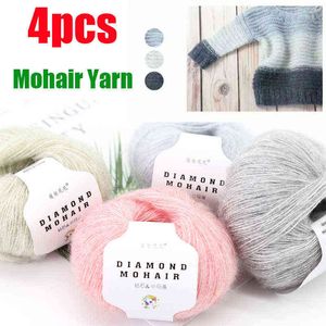 1PC 4pcs X25g Mohair Yarn Cheap Knitting Yarn Crochet Baby Wool Yarn for Knitting Sweater Socks 166m 0.9mm Y211129