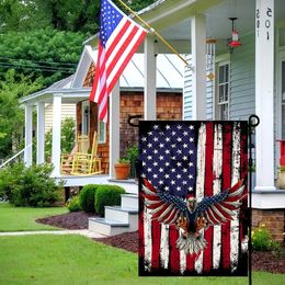 1pc 4th Of July Patriotic USA Eagle Garden Flag, Vertical Double Face Printing Flag for Outside Yard Garden Balcony Independence Day Party