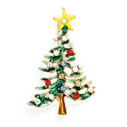 1pc 5 * 3 cm Kleurrijke Nieuwe Kerst Cute Tree Broche Pins Crystal Alloy Rhinestone Witte Kerstdecoratie Navidad Arbol NT #