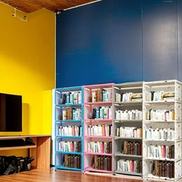 Librairies de 1pc 5 couches, librairies de rangement de rangement combinées dans le salon de la chambre, supports d'affichage, peut placer des livres, des poupées, des figures et des vêtements,