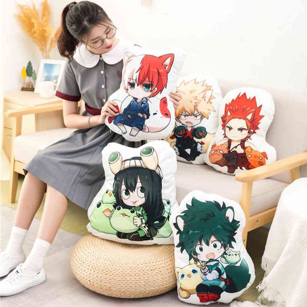 1pc 50cm Cartoon Anime Bakugou Katsuki Todoroki Shoto Midoriya Izuku Bolster Plush Boku No Hero Academia Almohada Niños Juguetes encantadores Y211119