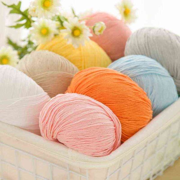 1PC 50g / balle doux lait coton bébé fil crochet fil de laine pour tricot à la main crochet peigné fil de laine couture Y211129