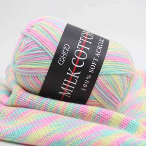 1PC 50g couleur dégradé fil de laine 3 brins fil à la main bricolage tricoté pull écharpe tricot crochet artisanat couture fournitures Y211129