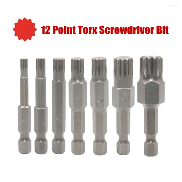 Destornillador Torx de 12 puntos, 50mm, vástago hexagonal de 1/4 pulgadas, aleación eléctrica magnética de acero M4, 1 ud.