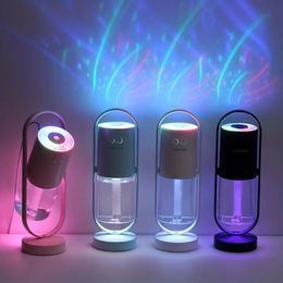 Humidificateur d'air ombre magique USB 6.76oz, 1 pièce, avec projecteur de lumière LED, rotation à 360 degrés, diffuseur d'arôme ultrasonique, brumisateur, décoration de pièce esthétique, fournitures artistiques