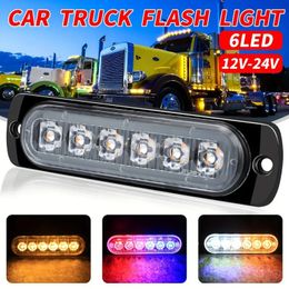 1pc 6 LED Luz de emergencia Advertencia Luz de emergencia intermitente Luz intermitente de ambulancia Luz de advertencia de automóvil LED Accesorios para automóvil Luz de camión Luz lateral