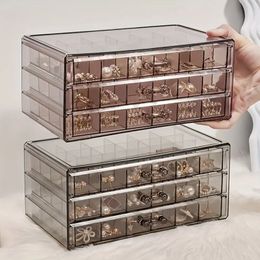 Boîte de rangement de bijoux à 72 grilles, 1 pièce, boîte de rangement transparente à compartiments multicouches, organisateur de grande capacité pour bagues et boucles d'oreilles 240125