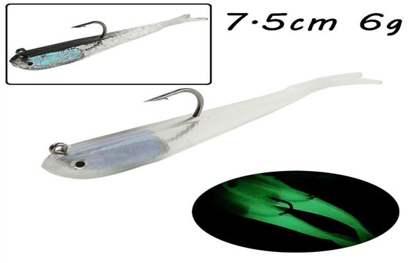 1pc 75 cm 6g Bionic Bionic Fish Fishing Luros Black Luminoso PVC Cebo de pesca Cebos artificiales Gancos de pesca B7644507654