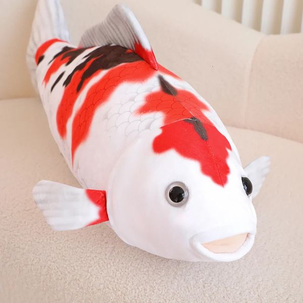 1pc 75cm Simulación Koi Fish Plush Toys Soft relleno de peluche Almohada de felpa para niñas Sofá Decoración del hogar Regalos 240418