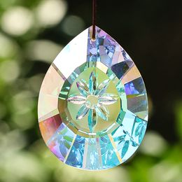 1pc 75 mm AB Couleur Snowflake sculptée en cristal en verre Facette Pièces de lustre
