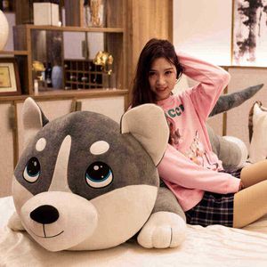 1pc 80120cm mignon peluche peluche grand chien husky animal jouet poupées en peluche oreiller coussin bébé enfants cadeaux d'anniversaire décoration de la maison J220729