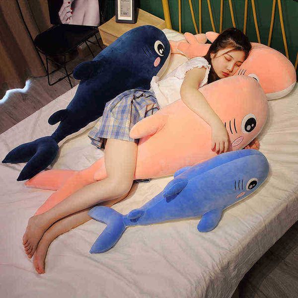 1 unid 80120 cm kawaii delfín peluche juguete hermoso relleno suave animal ojos grandes peces almohada muñecas para niños niñas regalo para dormir J220729