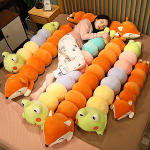 1 unid 85-170 cm encantador zorro rana peluche juguetes de peluche almohada larga de dibujos animados girar a muñecas de animales para niños niñas regalos 240123