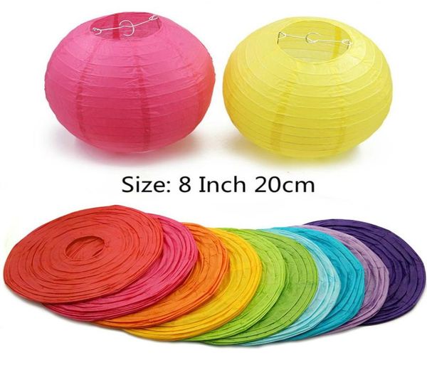 1pc 8inch 20 cm multicolore chinois rond en papier rond Lanterns pour la fête de mariage suspendu lanternes anniversaire décor babyshower fournit9770482