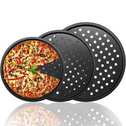 1pc 9,6 pouces/11 pouces/12,6 pouces bac à pizza, plateau de cuisson à pizza avec trou de four, ensemble de cuisson à pizza perforé antiadhésif, pour la maison, le restaurant, l'hôtel