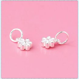 1PC 925 SERRING Silver Sakura Charm de fleur Pendre Silver Silver Charm Collier Bracelet Faire des bijoux fins