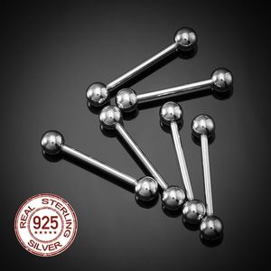 1PC 925 Sterling Zilveren Tong Piercing Ringen Barbell voor Vrouwen 16mm Tepel Ring 14G Hypoallergeen fijne Sieraden 240127