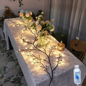 1pc 96LED Branche d'arbre lumineuse, pour la décoration murale de bureau, 8 modes, alimentée par USB, lumière de vigne d'arbre festive, veilleuse de décoration de Noël, lumières de décoration d'extérieur