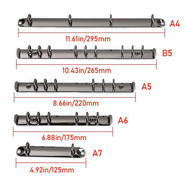 1pc A4/B5/A5/A6/A7 Metal Flow-hoja de hojas de hojas de metal Carpeta de archivos de carpeta de carpeta de espiral colorante DIY ANTOBOTO CONDIVO ACCESORY ACCESORY