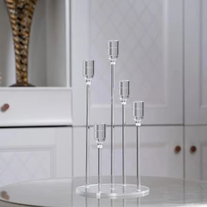 1pc acrylique 5 armes Bougeoir transparent candelabra centres de table de mariage table de vie de mariage décoration de Noël 240429