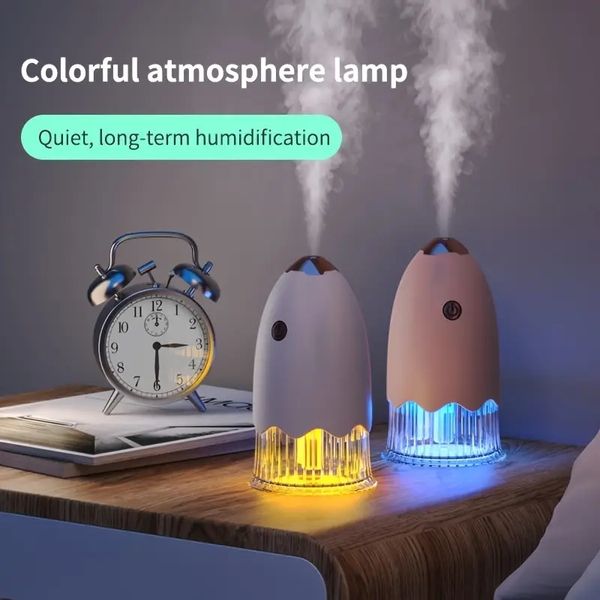 Humidificador de esterilización de oxígeno activo de 1 pieza, fabricante de niebla fría, humidificador portátil de hidratación de atomización recargable de luz de atmósfera colorida