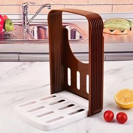 1 trancheuse de grille-pain réglable, coupe de pain de cuisson, guide pour le pain fait maison, trancheuse de pain en plastique, outils de cuisson de cuisine pliables pour trancher le pain, outils de cuisson