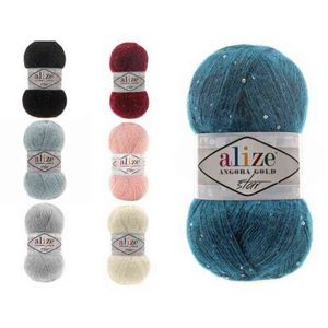 1PC Alize Angora Gold STAR Yarn Sequin Glitter Beads Sparkle Shine Paillette Spangle Mink Merino Mohair Alpaca Wool Knitting Crochet Y211129