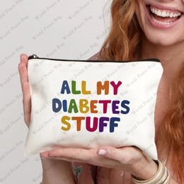 1pc Tous mes trucs de diabète Travel Travel Cosmetic Sac Funny Diabetic Supplies Sac Cadeaux pour le patient d'urgence diabétique grand-mère grand-père M 240515