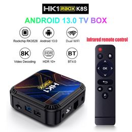 TV BOX con Android 13, decodificador de vídeo HK1 RBOX K8s RK3528 de 64GB, 32GB, 16GB, 2,4G, 5G, WIFI6, BT4.0, 8K, decodificador de vídeo, receptor superior, 1 unidad